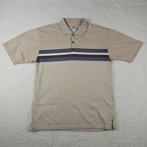 Penguin Sport Polo Golf Shirt Mens‎ Size M Beige Casual Short Sleeve Patterned